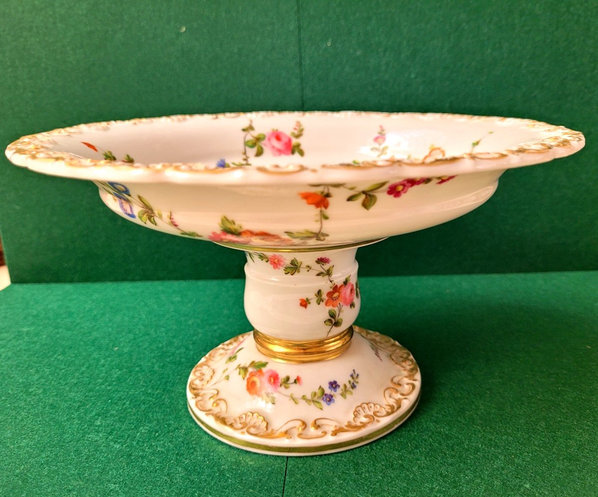 Jacob Petit-paris Porcelain-fruit Bowl-monogrammed-floral Decor And Gilding