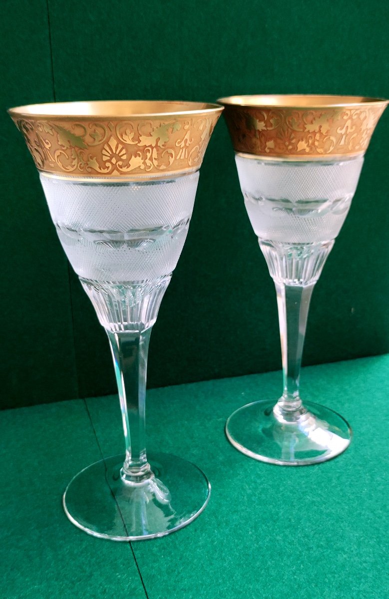 PAIRE-VERRES &Agrave; VIN &Agrave; PIED-CRISTAL-MOSER-MODEL SPLENDID-24K