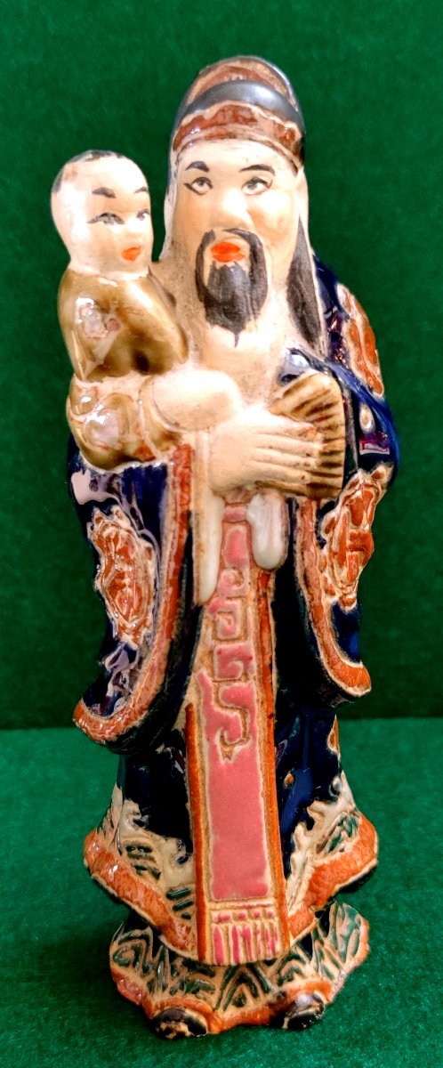 SHOU XING-&Eacute;TOILE CHINOISE-DIEU BONNE FORTUNE-PORCELAINE-D&Eacute;BUT 20 &egrave;me SI&Egrave;CLE