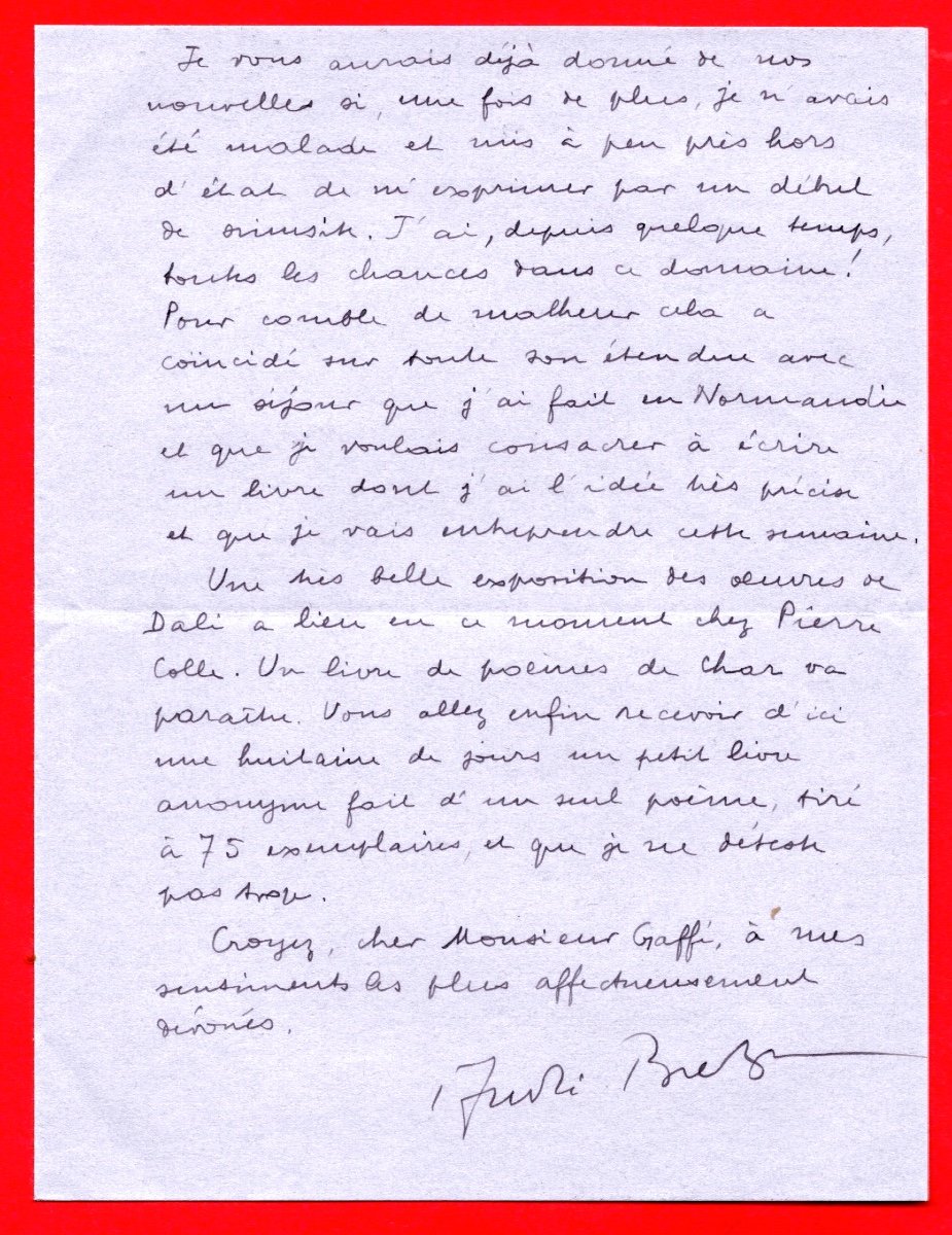 Proa21-andré Breton-writer- Surrealism-signed Autograph Letter-[rené Gaffé]-[dali]-1931-photo-2