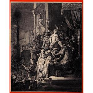 PROA24-EAU FORTE ORIGINALE-L'ECCE HOMO-REMBRANDT-B77 DU CATALOGUE 1634