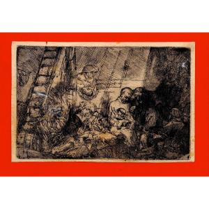 Proa25-original Strong Water-the Circumcision In The Stable-rembrandt-b47 From The 1654 Catalog