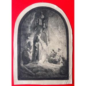 C27/58-original Strong Water-rembrandt-resurrection Of Lazarus-[late Print]-1632