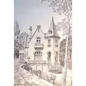 C27-original Drawing-a.lambert Vaudoyer-[le Manoir Fleuri]-[viollet Le Duc]-1901