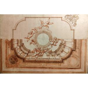 Chev-drawing Orig-entourage Of Charles De La Fosse-french School-louis XIV-17c