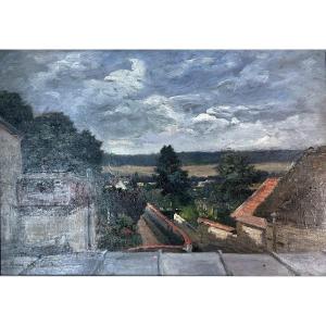 BOUT-HUILE SUR TOILE-SIGNÉE-EUGÈNE CLAUDE-ASNIÈRES-VUE DE L'ATELIER-FIN 19ème