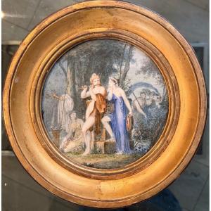 Paris And Helene—entourage Of Jacques Antoine Vallin—mythological Romantic Scene