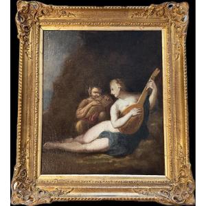 Oil On Canvas - “concert Champêtre” - Northern Manierist School - Gilded Frame - Early 17th Century
