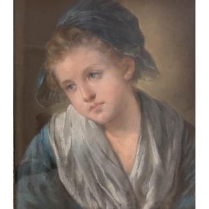 Antique Pastel, “portrait Of A Child”, Antique Wooden Frame-allais-glain-vigée