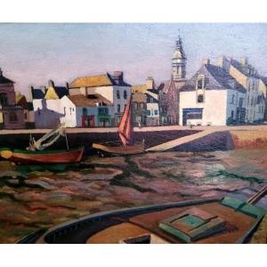 JACQUES VOLOT-[BEAUX-ARTS ANGERS]-BINIC LE PORT-DINARD-HUILE SUR TOILE-1921