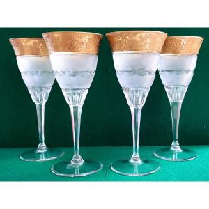 QUATRE GRANDS VERRES &Agrave; VIN &Agrave; PIED-CRISTAL-MOSER-MODEL SPLENDID-24K