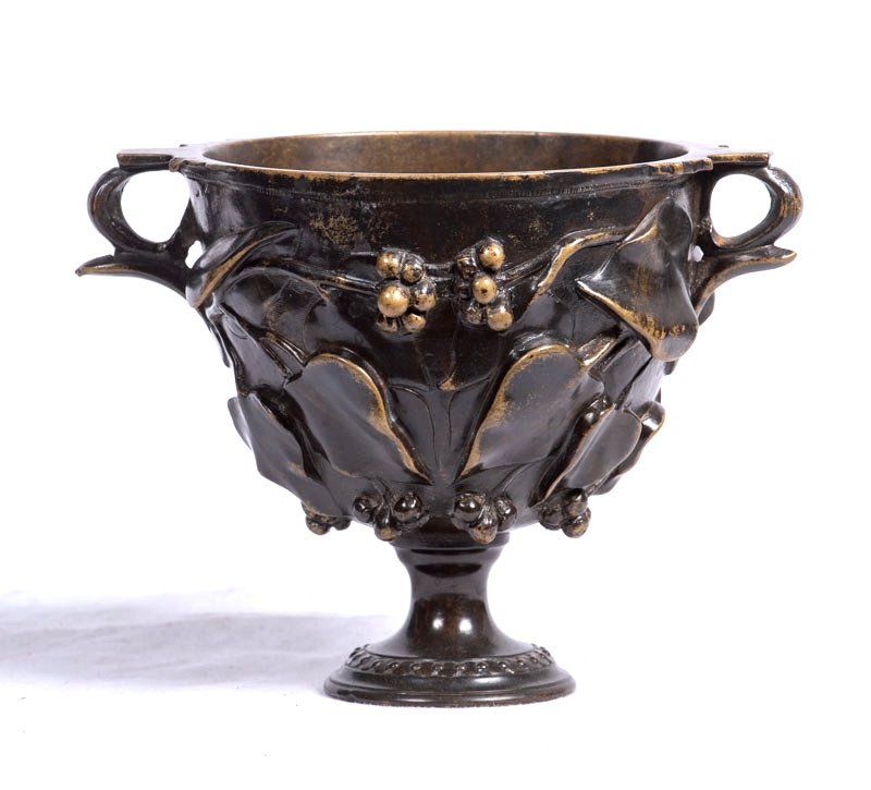 Coupe Art Nouveau Sur Piédouche Inspirée De l'Antique - Bronze à Patine Brune-photo-2