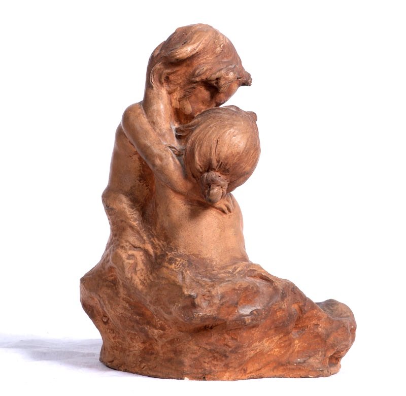 Raphaël Charles Peyre (1872-1949), 1898 - Sculpture Représentant Deux Enfants S'embrassant