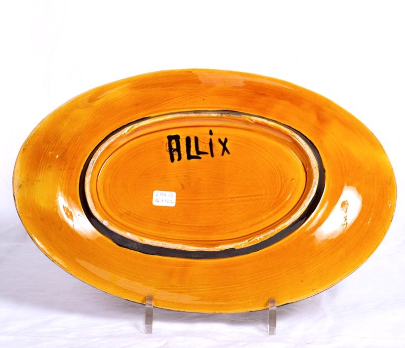Michel Alexandrov (1910-?) Known As Allix - Black And Orange Enameled Stoneware Dish-photo-2