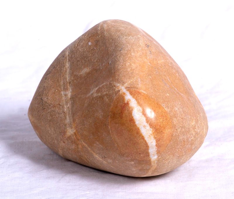 Contemporary Sculpture In Partially Polished Beige Stone