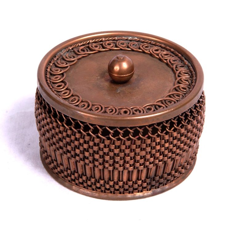 Allemagne Ou Autriche, 1920-1930 - Boîte Art Déco En Cuivre Et Cuivre Tressé à Petite Prise