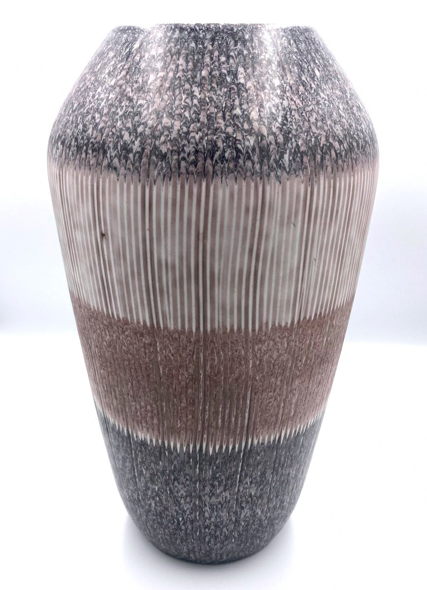 Germany, Circa 1950/60 - "tunis" Vase In Beige And Gray Marbled Wächtersbach Ceramic-photo-2