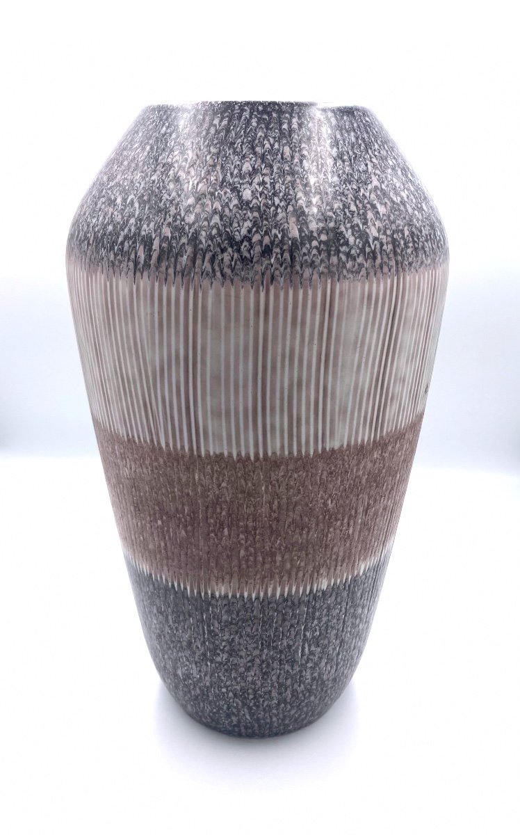 Germany, Circa 1950/60 - "tunis" Vase In Beige And Gray Marbled Wächtersbach Ceramic-photo-3