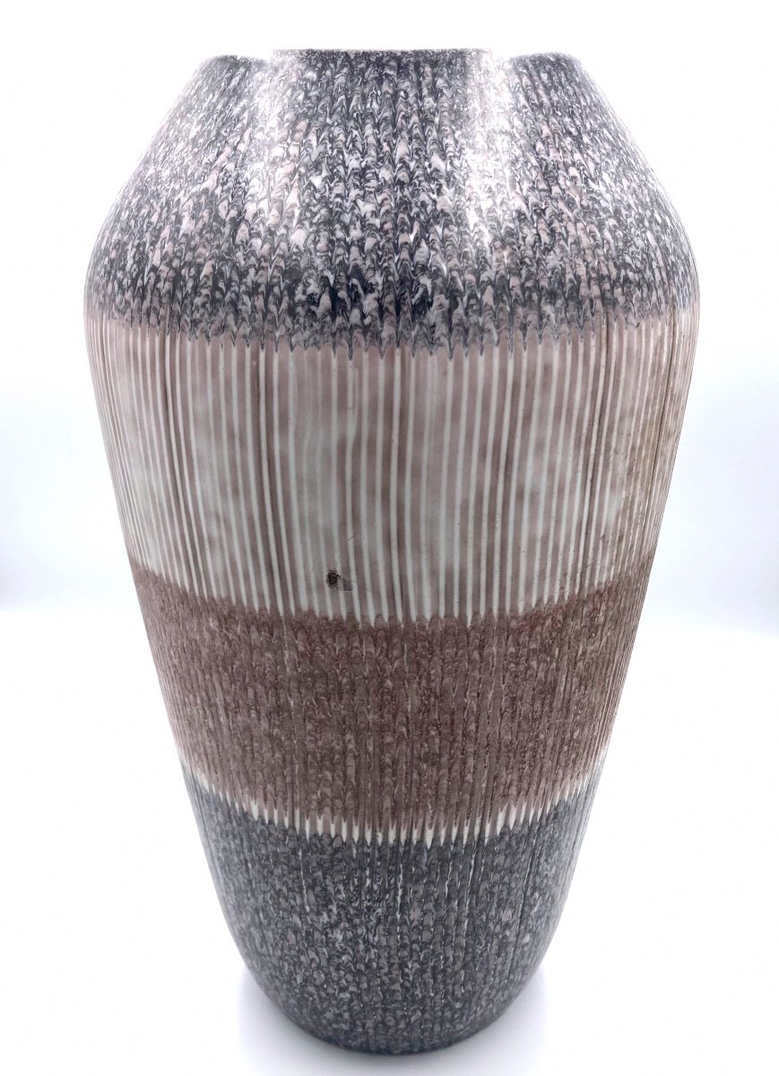 Germany, Circa 1950/60 - "tunis" Vase In Beige And Gray Marbled Wächtersbach Ceramic-photo-4