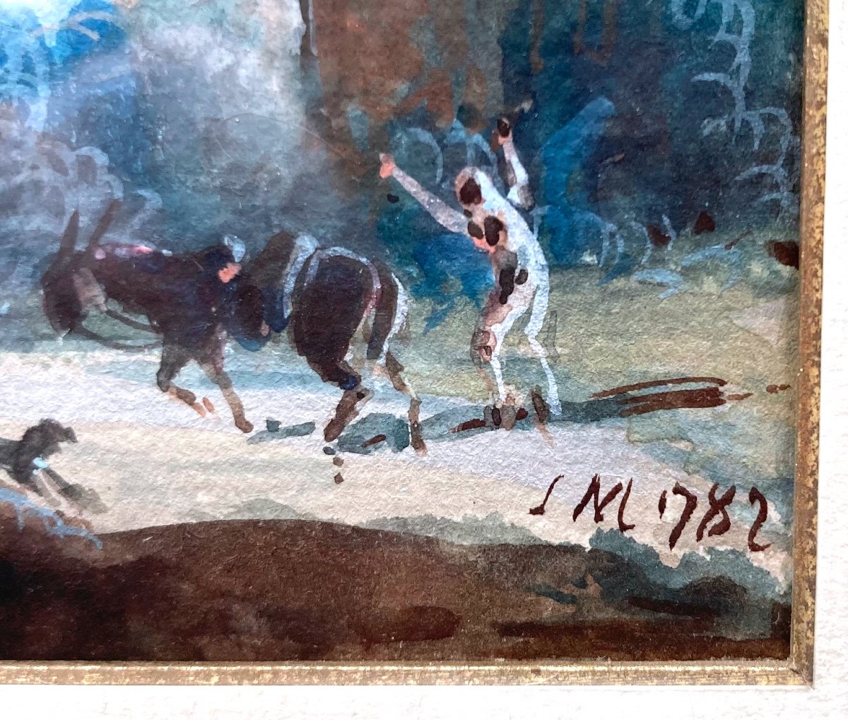 Ecole Française Dans Le Goût Du 18ème Siècle - Le Vol De La Montgolfière - Gouache Sur Papier-photo-2