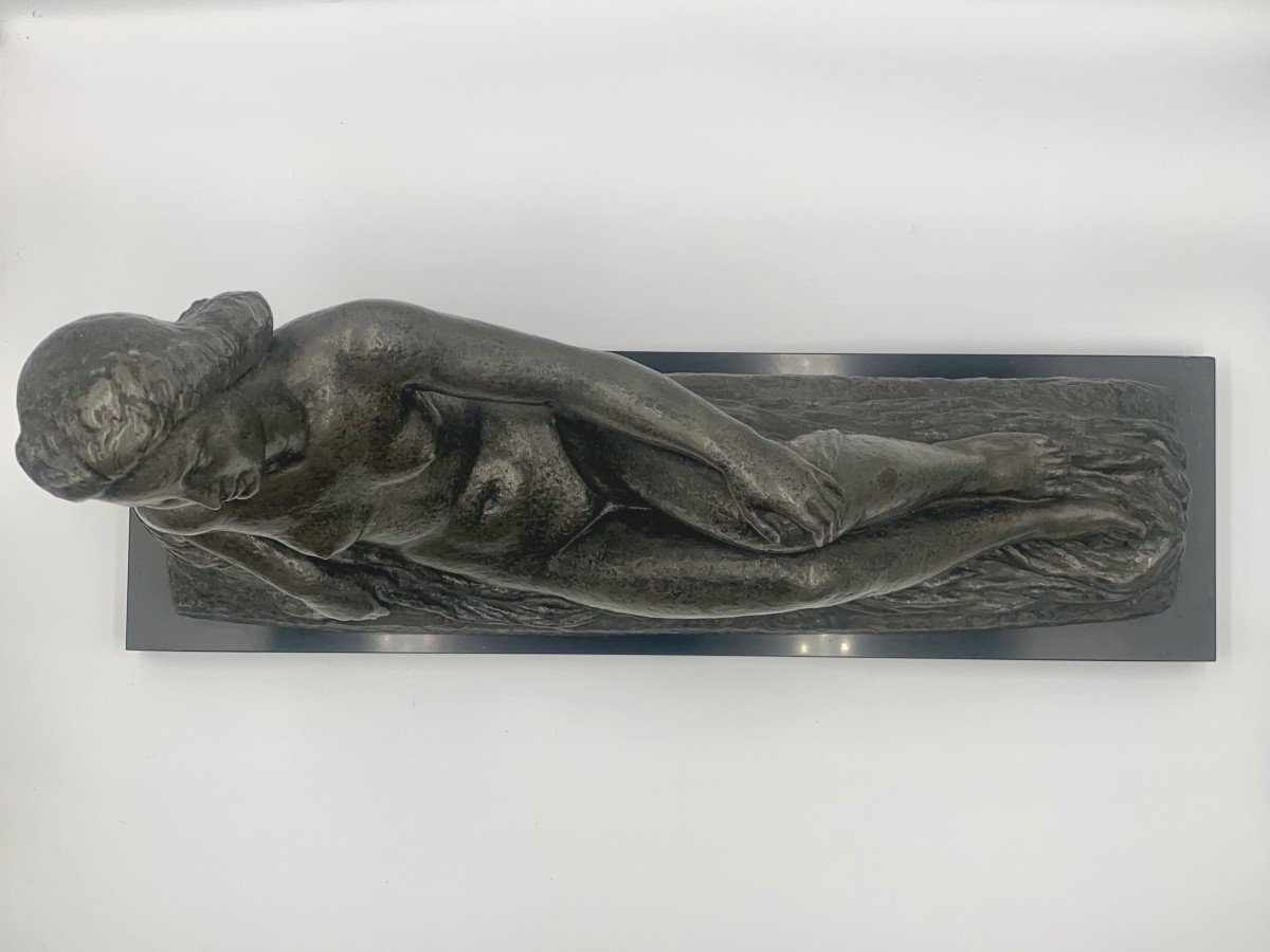 Lucien Gibert - Sculpture En Bronze Représentant Un Nu Féminin Allongé - France - Art Déco-photo-4
