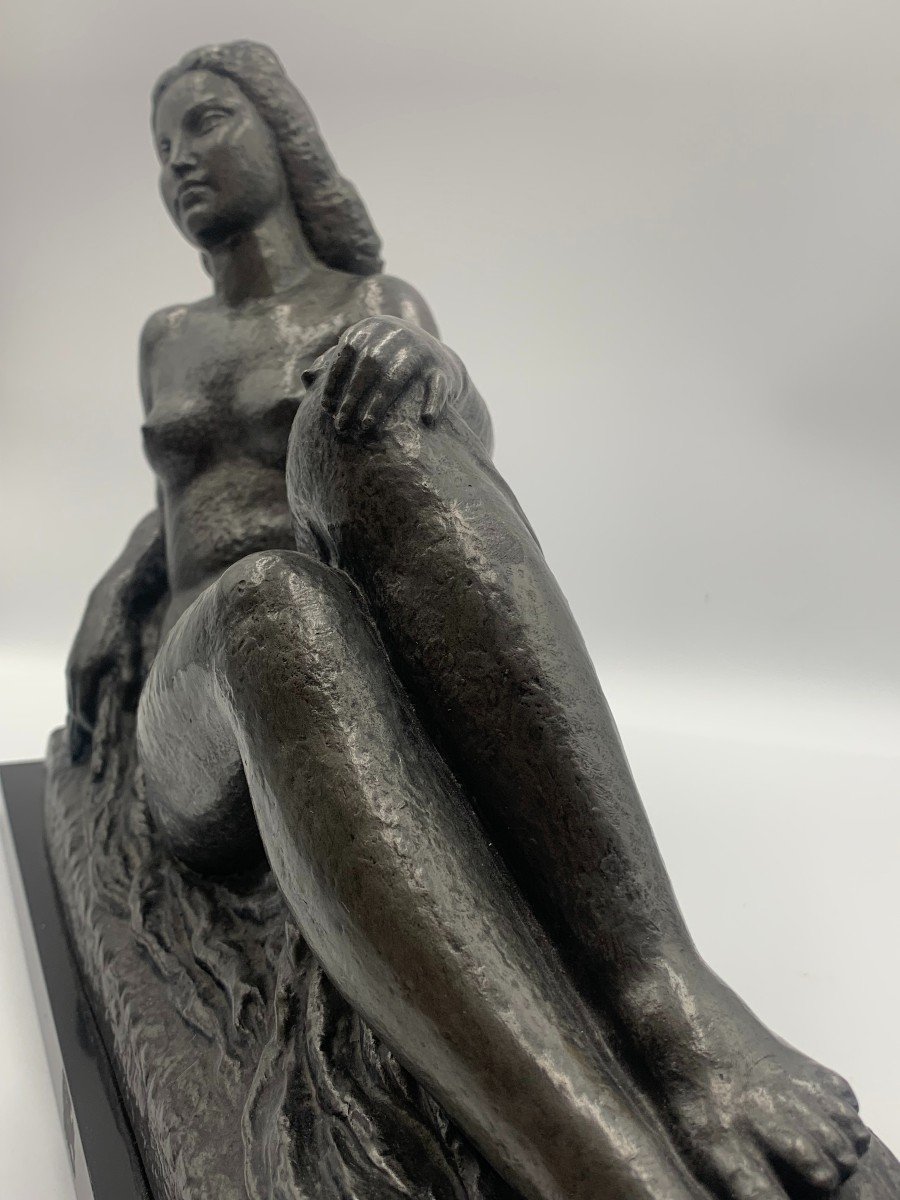 Lucien Gibert - Sculpture En Bronze Représentant Un Nu Féminin Allongé - France - Art Déco-photo-1