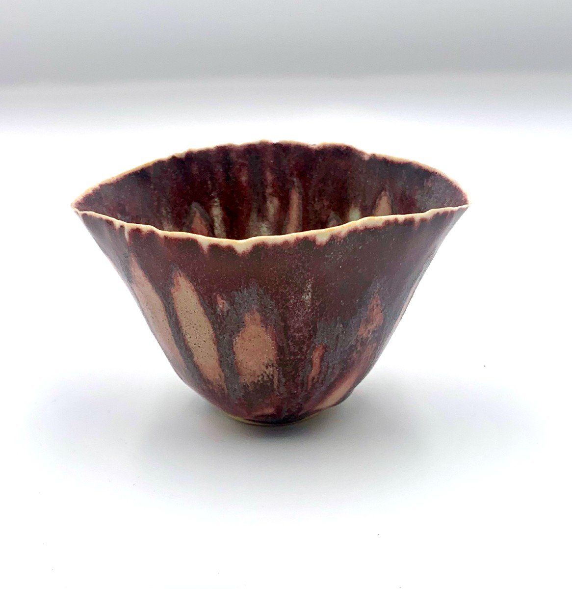 Petite Coupe évasée  En Grès Porcelaineux Violet Et Beige -  école Contemporaine - Style Raku 