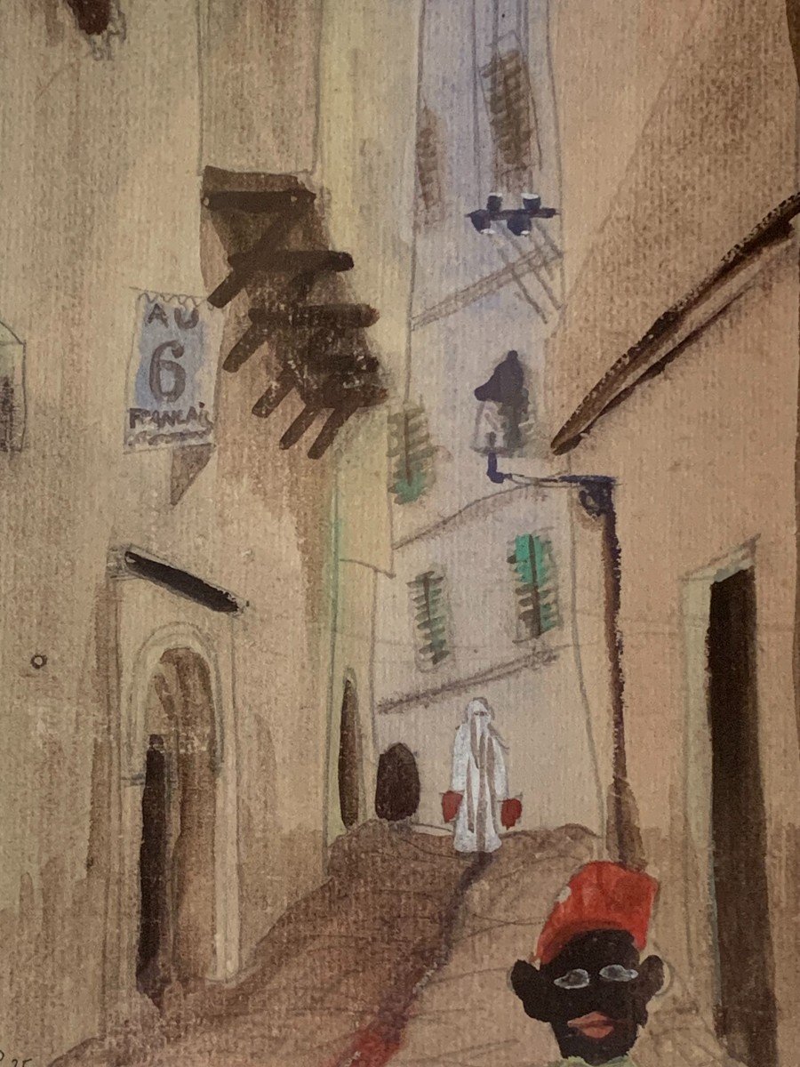 Margaritis - The Casbah Of Algiers Rue Barberousse - Watercolor On Paper - 1935-photo-2