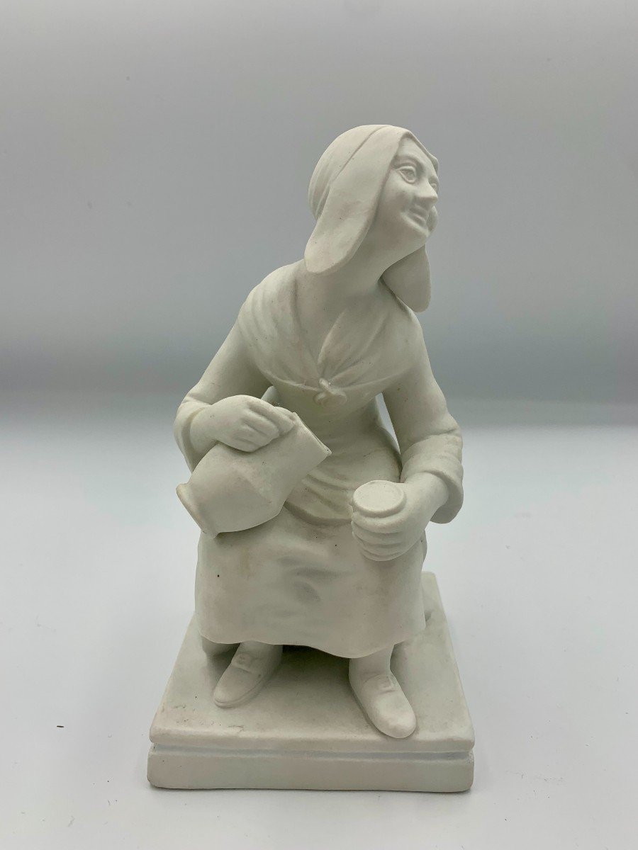  Porcelain Bisque Group - Cobbler And Woman With Jug And Glass - 19th Century -photo-2