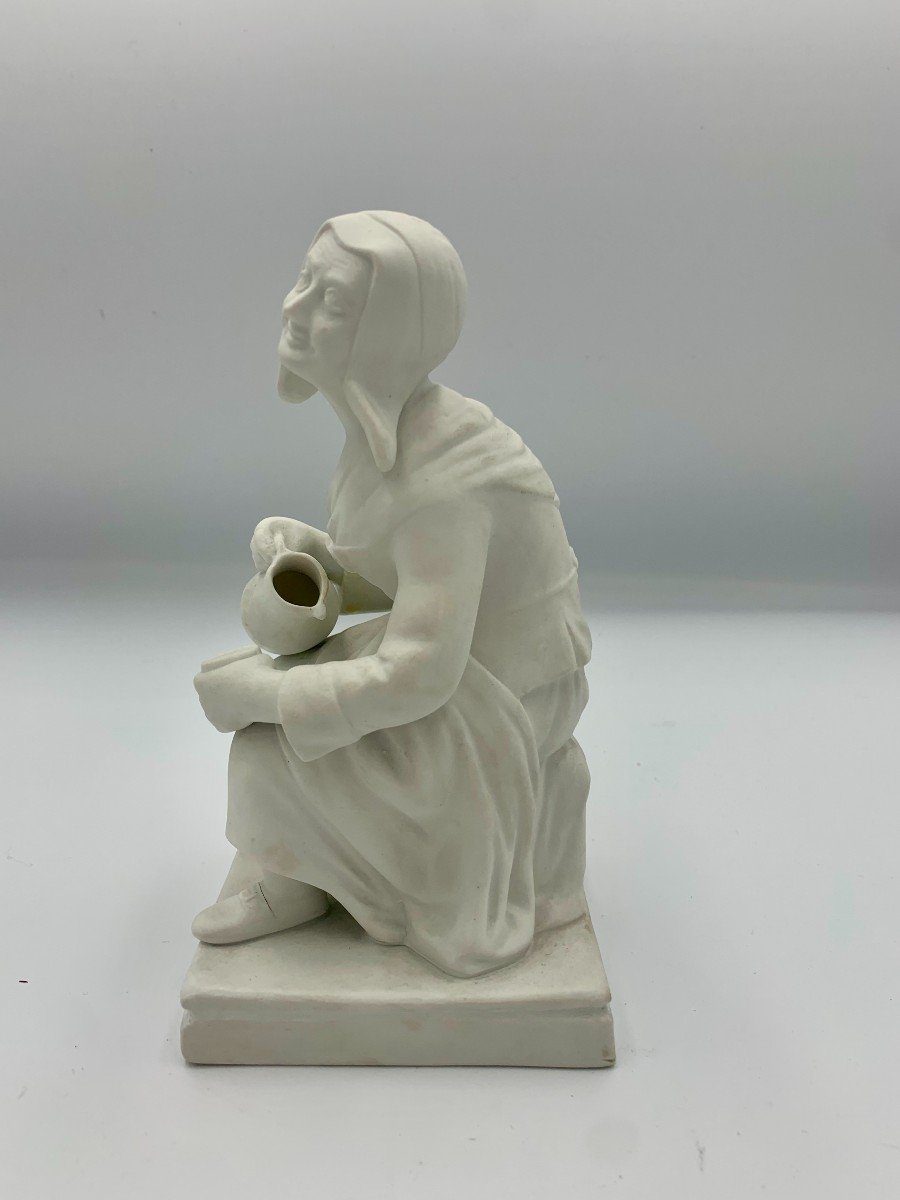  Porcelain Bisque Group - Cobbler And Woman With Jug And Glass - 19th Century -photo-3