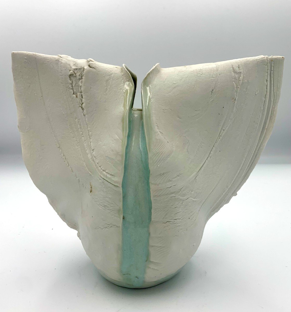 François Gueneau ( 1937 ) - Vase - Sculpture En Porcelaine émaillée Et  Biscuit De Porcelaine