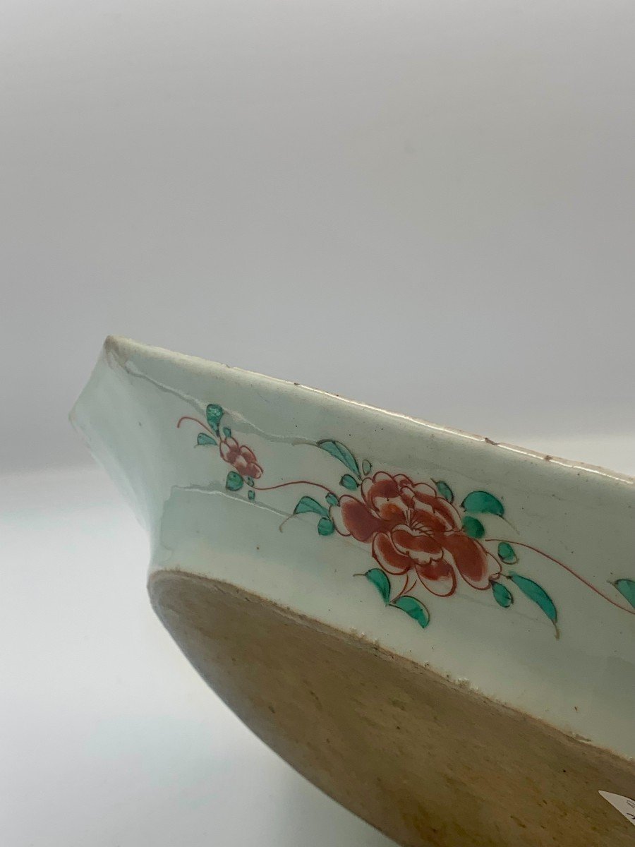 Plat Rectangulaire à Pans - Porcelaine émaillée De La Famille Verte - Chine - 18ème siècle.-photo-3