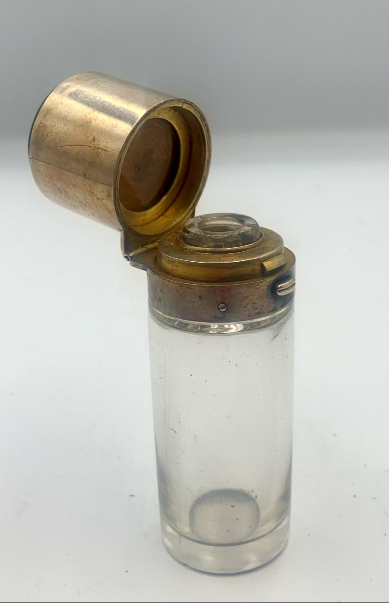 W. Leuchars - Flacon à Parfum Cylindrique En Cristal Monté En Argent Et Vermeil - 1880