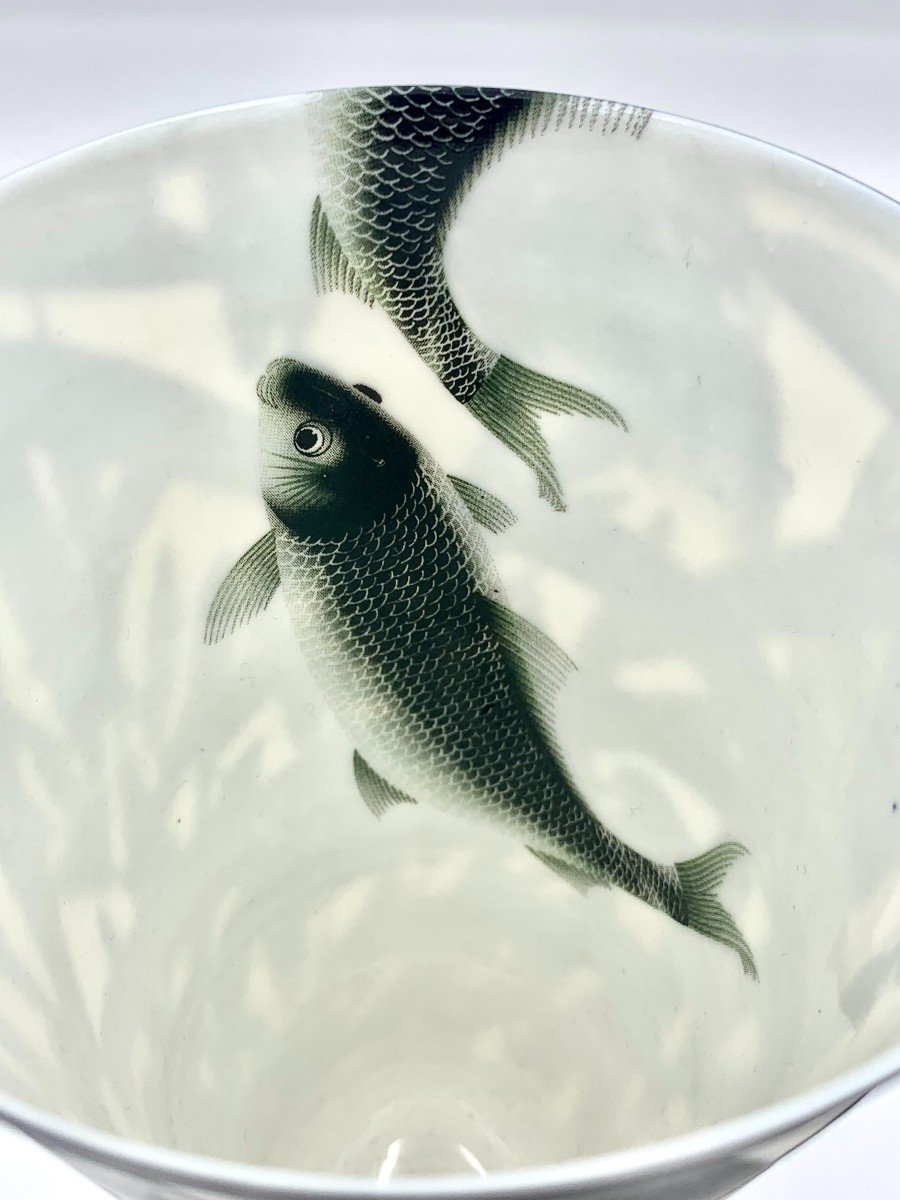 Anima Roos (née En 1956) -  Vase évasé En Porcelaine à Décor émaillé Noir De Carpes  -photo-2