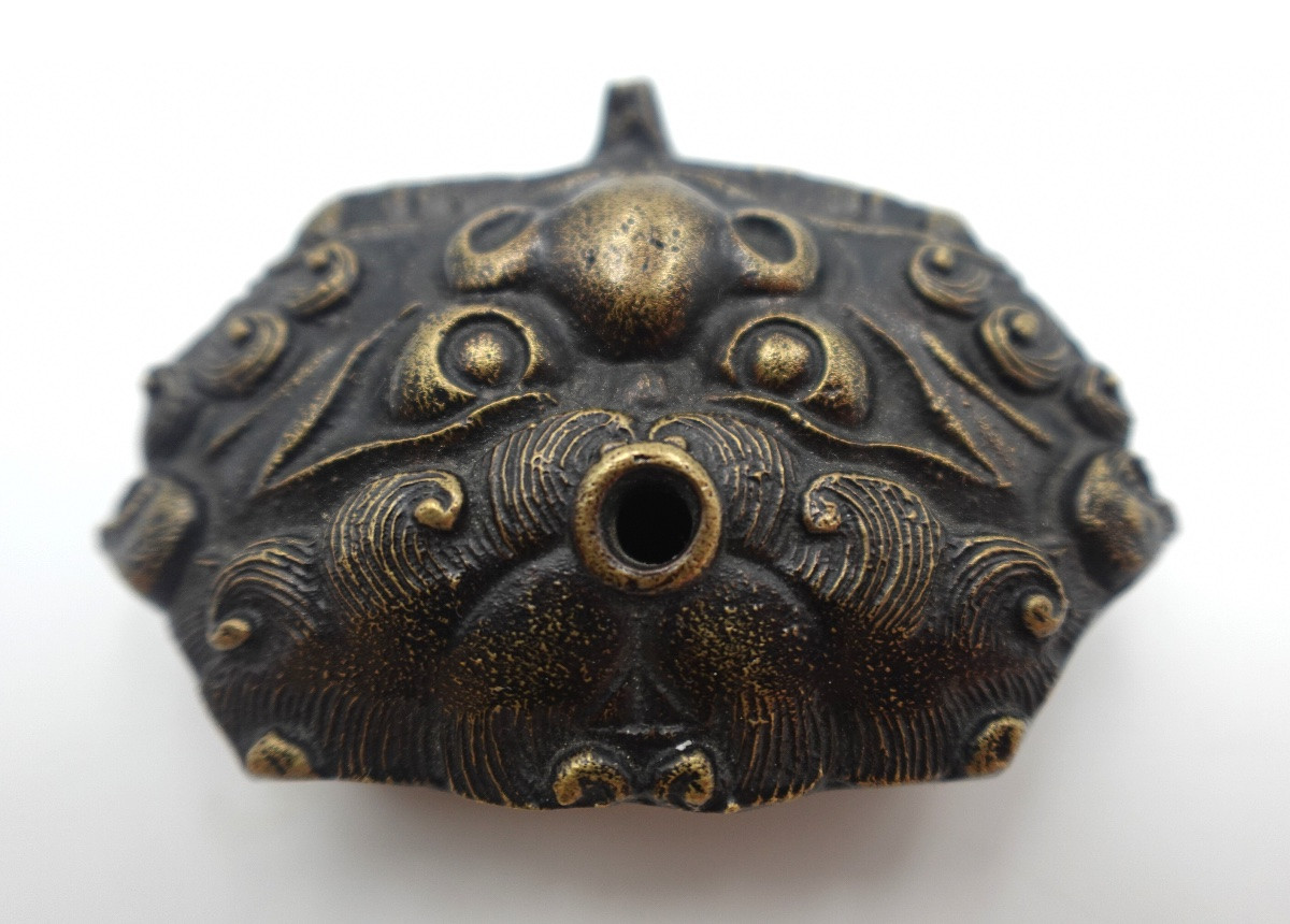 Japan Meiji Period – Suiteki Bronze Water Dropper In The Shape Of A Gardian Lion (shishi) Head-photo-3