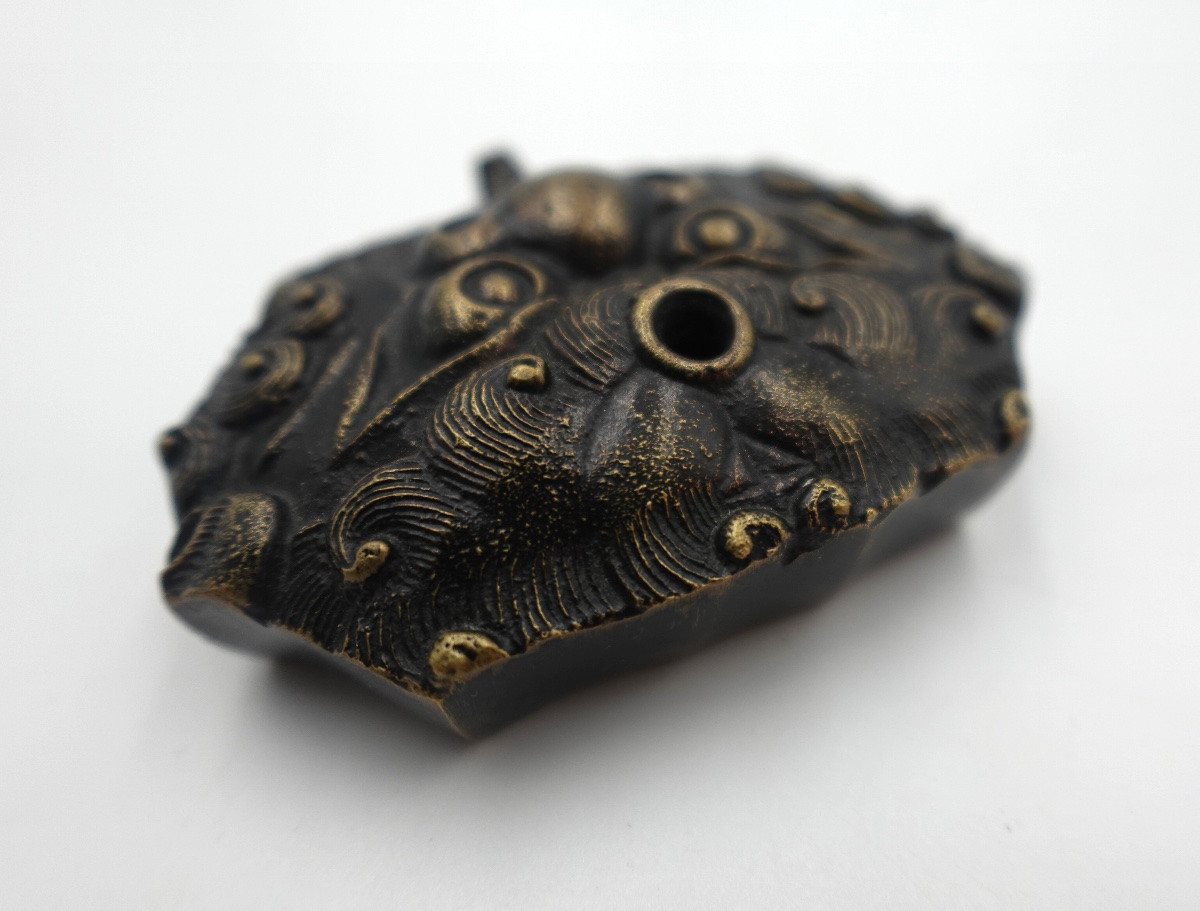 Japan Meiji Period – Suiteki Bronze Water Dropper In The Shape Of A Gardian Lion (shishi) Head-photo-2