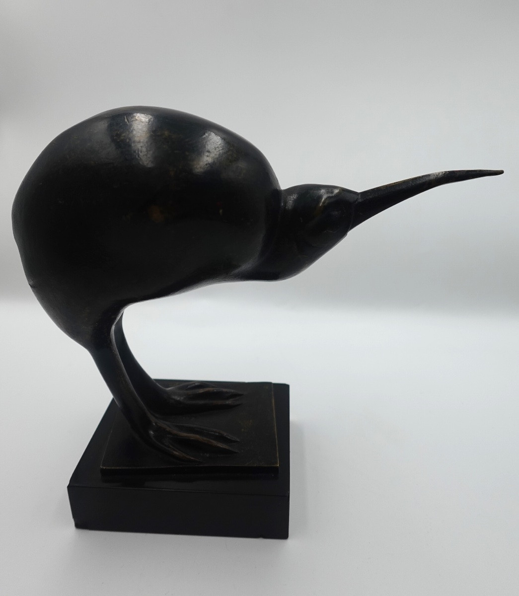Sculpture en bronze d’un Kiwi austral - 20ème siècle -photo-3