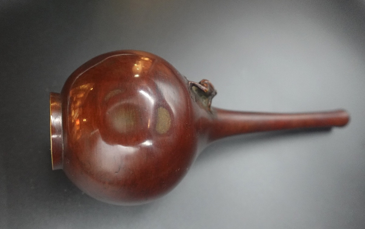 Japon, époque Shōwa  - Vase soliflore en bronze figurant une grenouille-photo-3