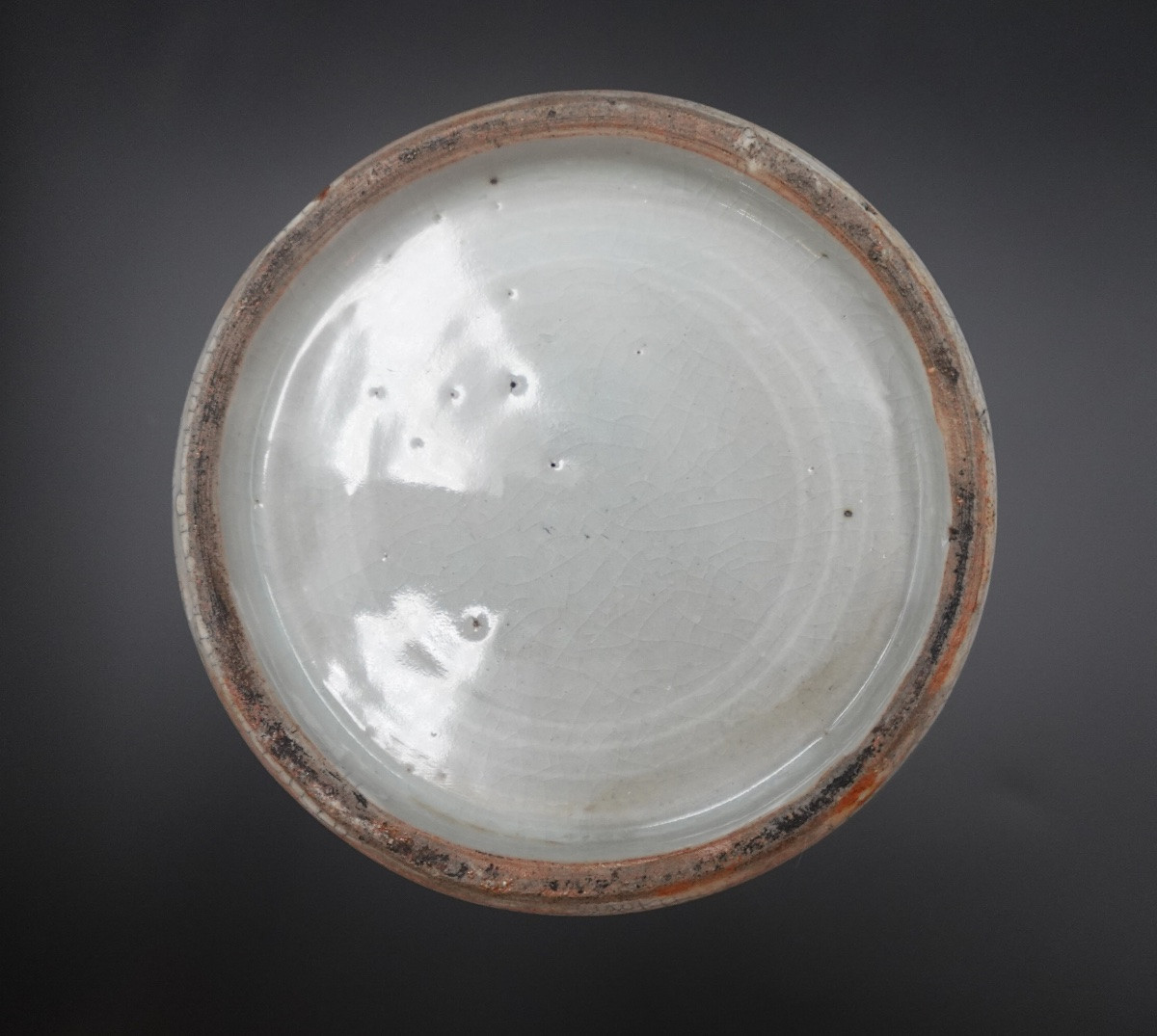China, 19th Century - Baluster Stoneware Vase With Grey-green Crackled Glaze-photo-4