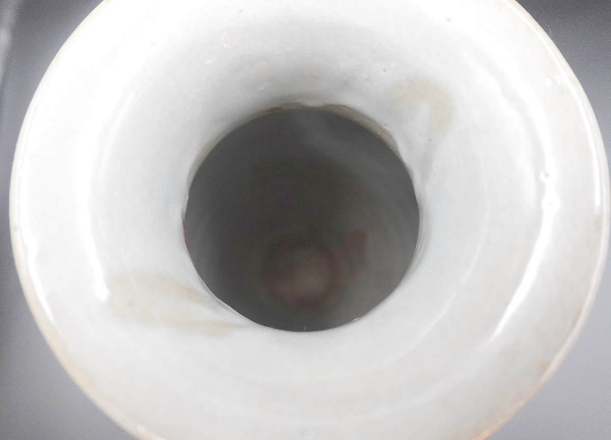 China, 19th Century - Baluster Stoneware Vase With Grey-green Crackled Glaze-photo-3