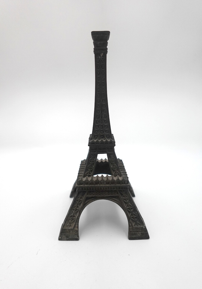 France, fin du 19ème siècle - Tour Eiffel miniature en métal patiné-photo-2