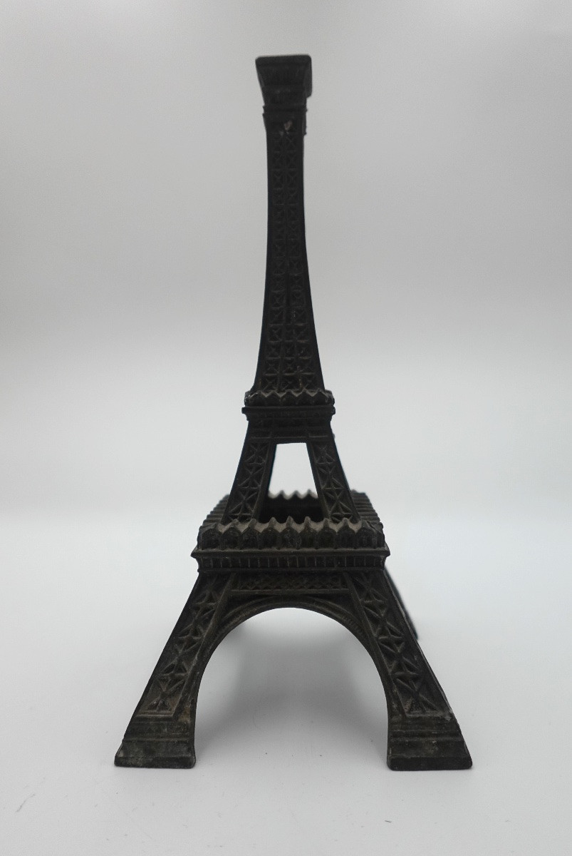 France, fin du 19ème siècle - Tour Eiffel miniature en métal patiné-photo-3