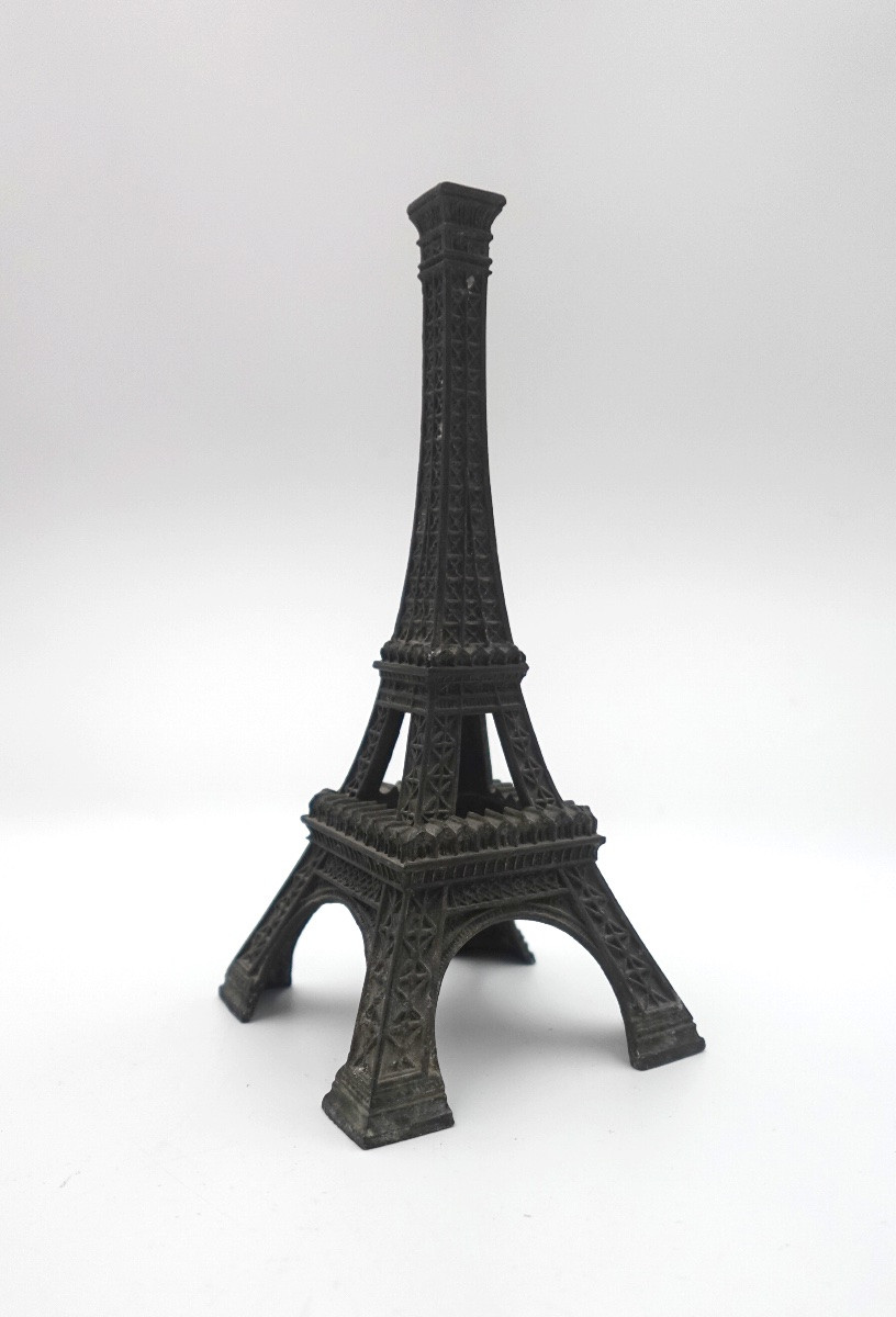 France, fin du 19ème siècle - Tour Eiffel miniature en métal patiné-photo-4