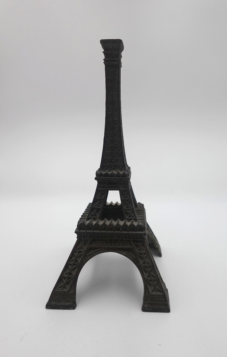 France, fin du 19ème siècle - Tour Eiffel miniature en métal patiné-photo-2
