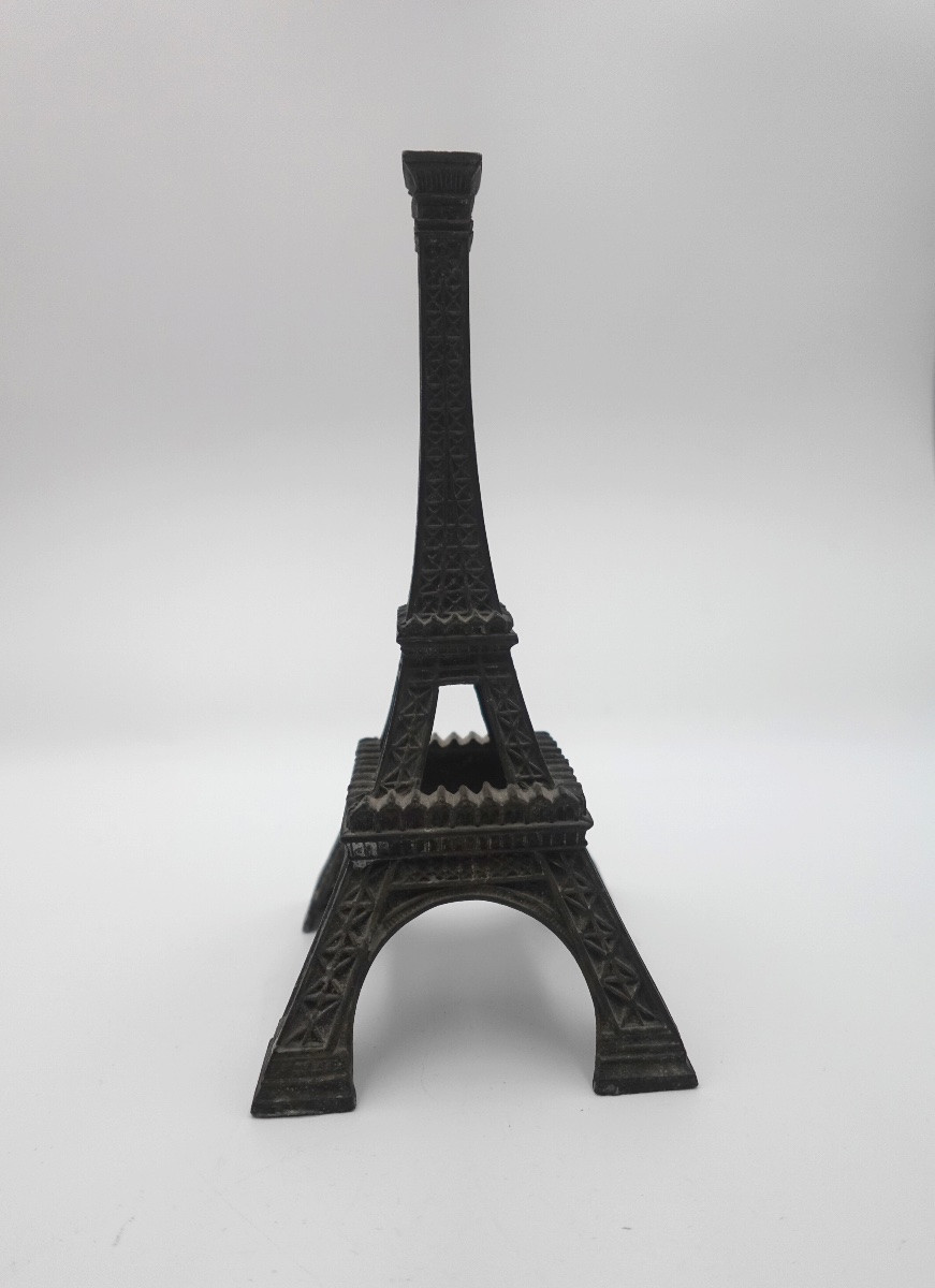 France, fin du 19ème siècle - Tour Eiffel miniature en métal patiné-photo-3