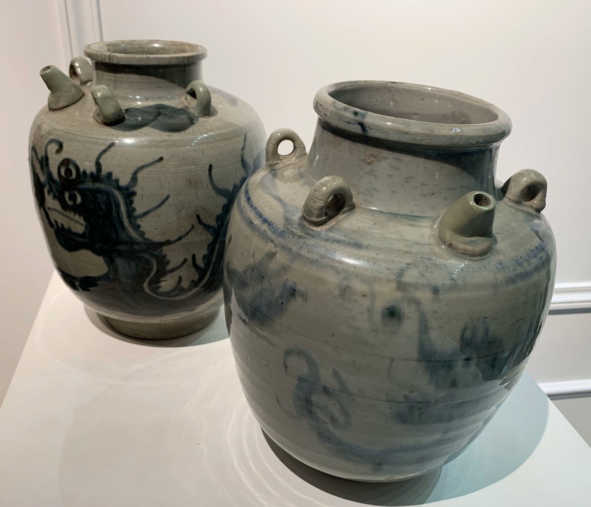 Ovoid Chinese Jars In The White And Blue Style With Dragons-photo-3