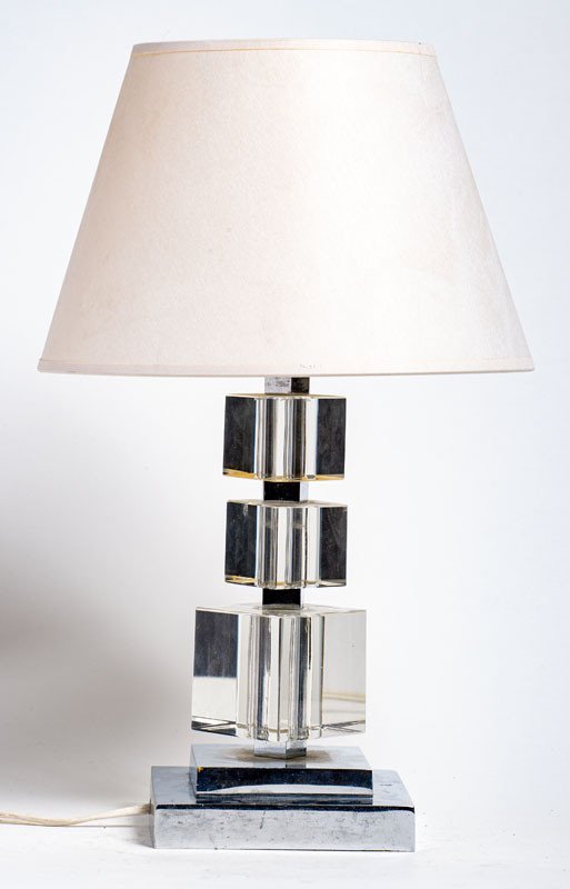 Jacques Adnet (in The Style Of) - Modernist Lamp In Glass And Metal, C. 1960