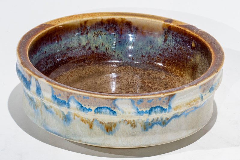 Contemporary Cup In Brown And Blue Flambéed Ceramic