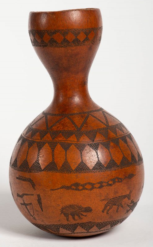 Africa Calabash : Engraved Gourd With Animal Decoration-photo-2