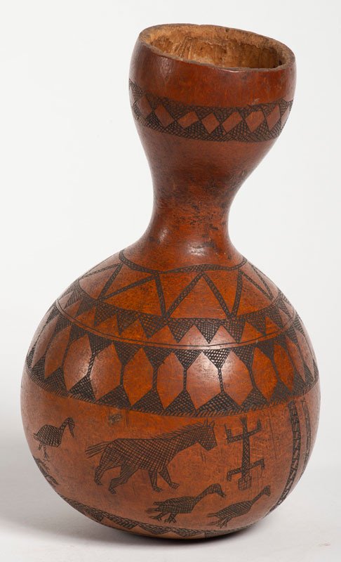 Africa Calabash : Engraved Gourd With Animal Decoration